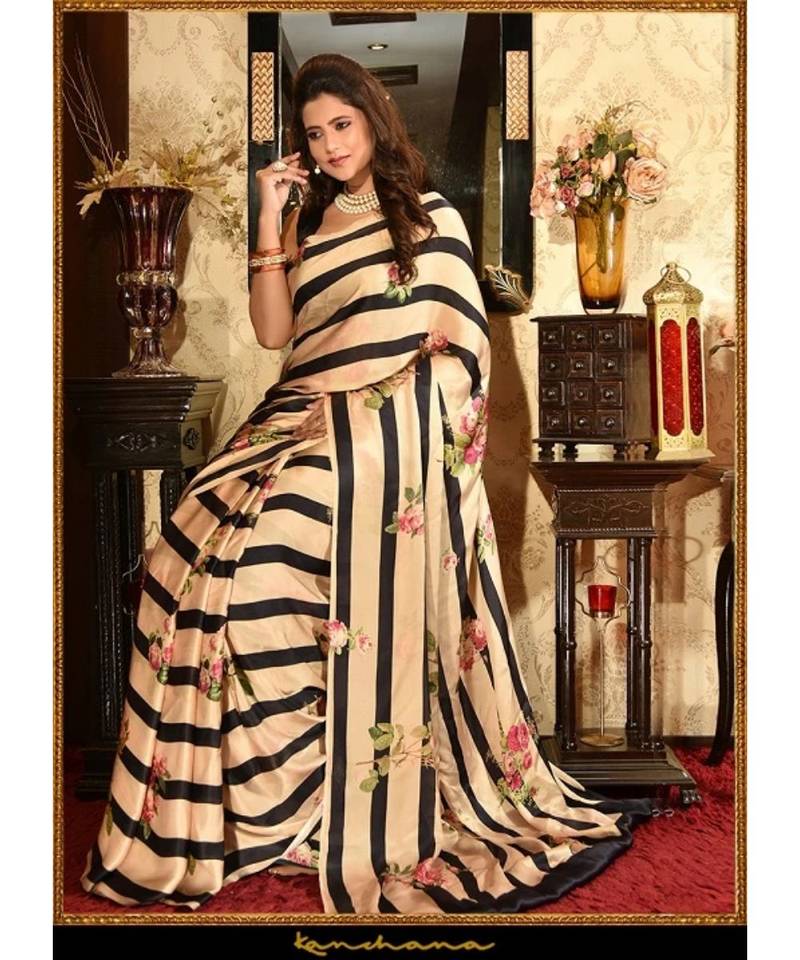 Offwhite Lining Japan Satin  All Over Lining Printed With Seprate Blouse