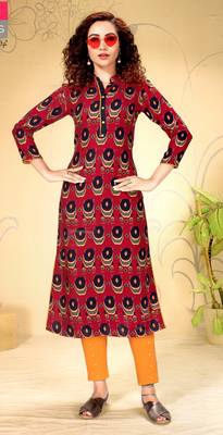 Pink rayon ethnic-kurtis 1