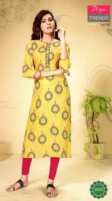 Yellow rayon ethnic-kurtis 1