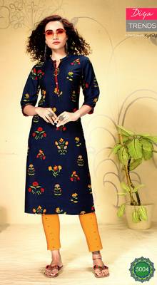 Blue rayon ethnic-kurtis 1