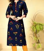 Blue rayon ethnic-kurtis