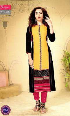 Yellow rayon ethnic-kurtis 1
