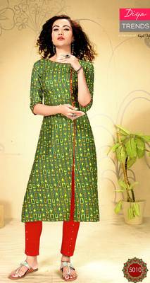Green rayon ethnic-kurtis 1
