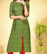 Green rayon ethnic-kurtis