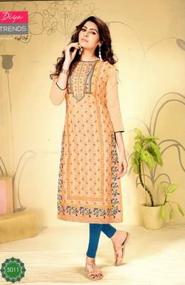 Peach rayon ethnic-kurtis 1