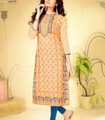 Peach rayon ethnic-kurtis