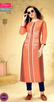 Peach rayon ethnic-kurtis 1