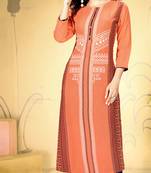 Peach rayon ethnic-kurtis