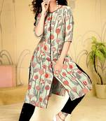 White rayon ethnic-kurtis