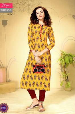 Yellow rayon ethnic-kurtis 1