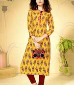 Yellow rayon ethnic-kurtis