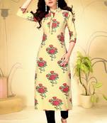 Cream rayon ethnic-kurtis