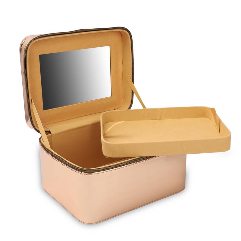 NFI essentials Makeup Bag Cosmetic Box Jewelry Bridal Box Make up Box Trousseau Box (Rose Gold)