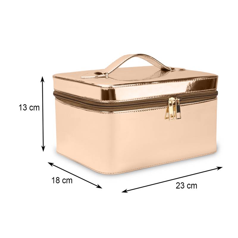 NFI essentials Makeup Bag Cosmetic Box Jewelry Bridal Box Make up Box Trousseau Box (Rose Gold)