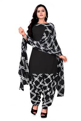 Black printed crepe salwar 1
