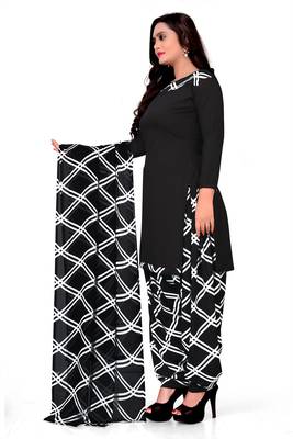 Black printed crepe salwar 4