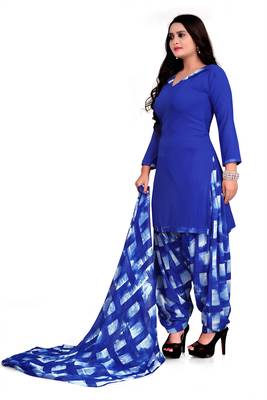 Blue printed crepe salwar 4