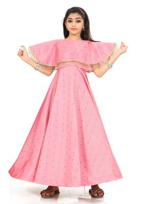 Kids Peach Long Gown For Girls 1