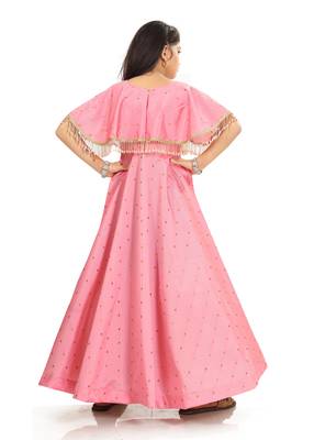 Kids Peach Long Gown For Girls 4