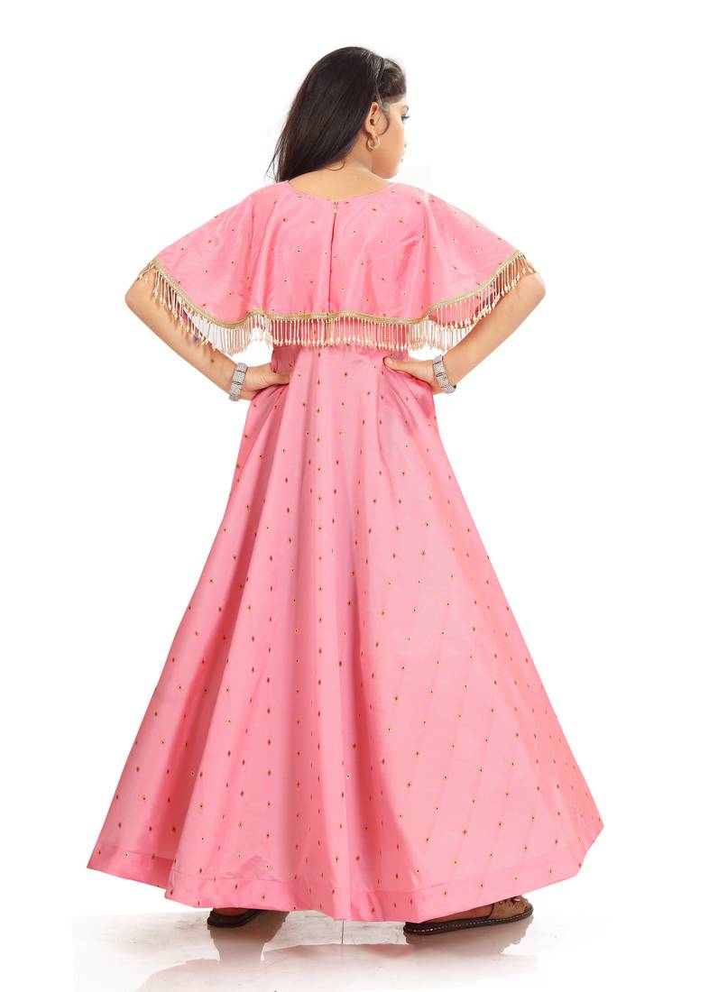 Kids Peach Long Gown For Girls