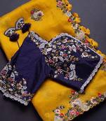 Yellow Organza Party Wear Sarees
