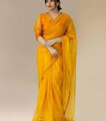 Yellow Organza Party Wear Sarees