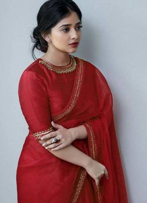 Maroon Organza Party Wear Sarees 2