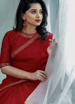 Maroon Organza Party Wear Sarees 3