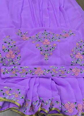 Lavender Georgette Party Wear Sarees 2