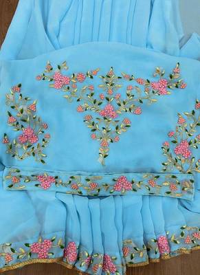 Sky Blue Georgette Party Wear Sarees 2