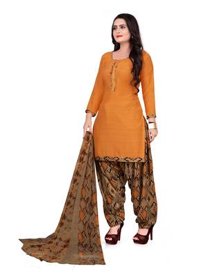 Light-brown printed crepe salwar 4