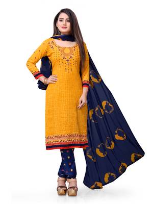 Dark-yellow printed crepe salwar 1