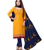 Dark-yellow printed crepe salwar