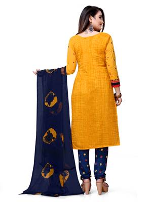 Dark-yellow printed crepe salwar 2