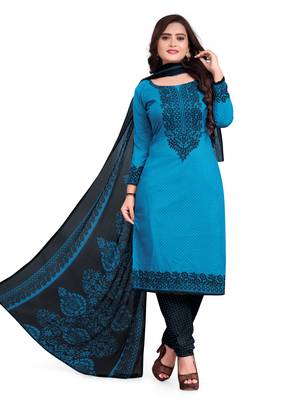 Blue printed crepe salwar 1