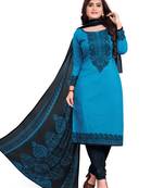 Blue printed crepe salwar