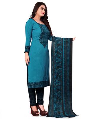 Blue printed crepe salwar 3
