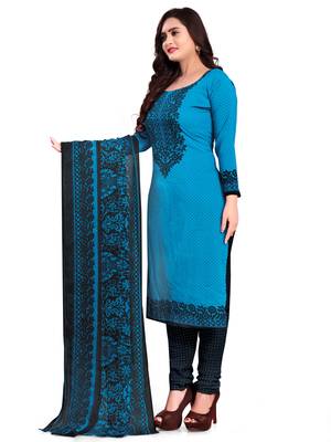 Blue printed crepe salwar 4