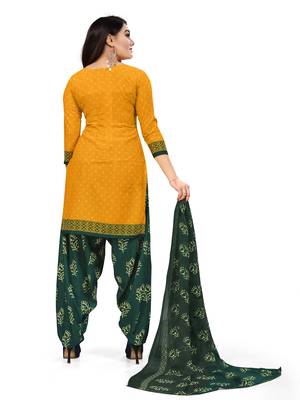 Yellow printed crepe salwar 2