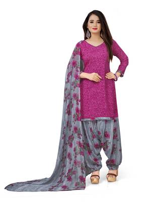 Dark-pink printed crepe salwar 1