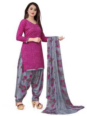 Dark-pink printed crepe salwar 3