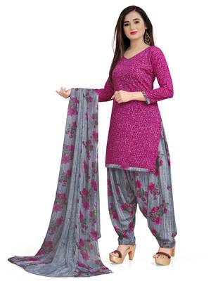 Dark-pink printed crepe salwar 4