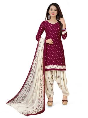 Maroon printed crepe salwar 1
