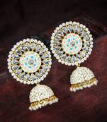 Traditional Handcrafted Kundan Pearl Studded Meenakari Jhumki Earring for Women 