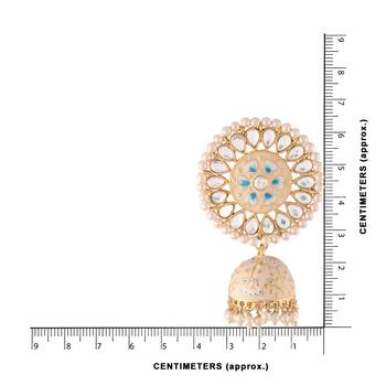 Traditional Handcrafted Kundan Pearl Studded Meenakari Jhumki Earring for Women  4