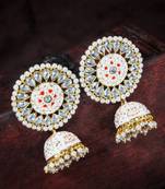 Traditional Handcrafted Kundan Pearl Studded Meenakari Jhumki Earring for Women 