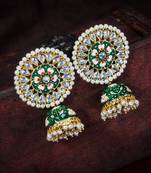 Traditional Handcrafted Kundan Pearl Studded Meenakari Jhumki Earring for Women (E2917G)