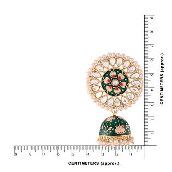 Traditional Handcrafted Kundan Pearl Studded Meenakari Jhumki Earring for Women (E2917G) 4