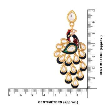 Traditional Meena Work Kundan Studded Peacock Design Dangle Earring For Women  3