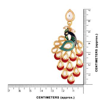 Meena Work Kundan Studded Peacock Design Dangle Earring For Women  3